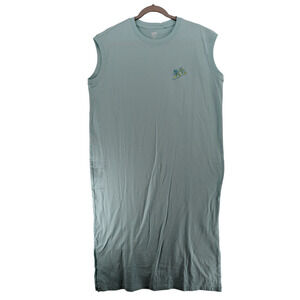 Disney Mickey Aloha Tank Dress‎ M Green Midi Sleeveless Graphics Skateboard Crew
